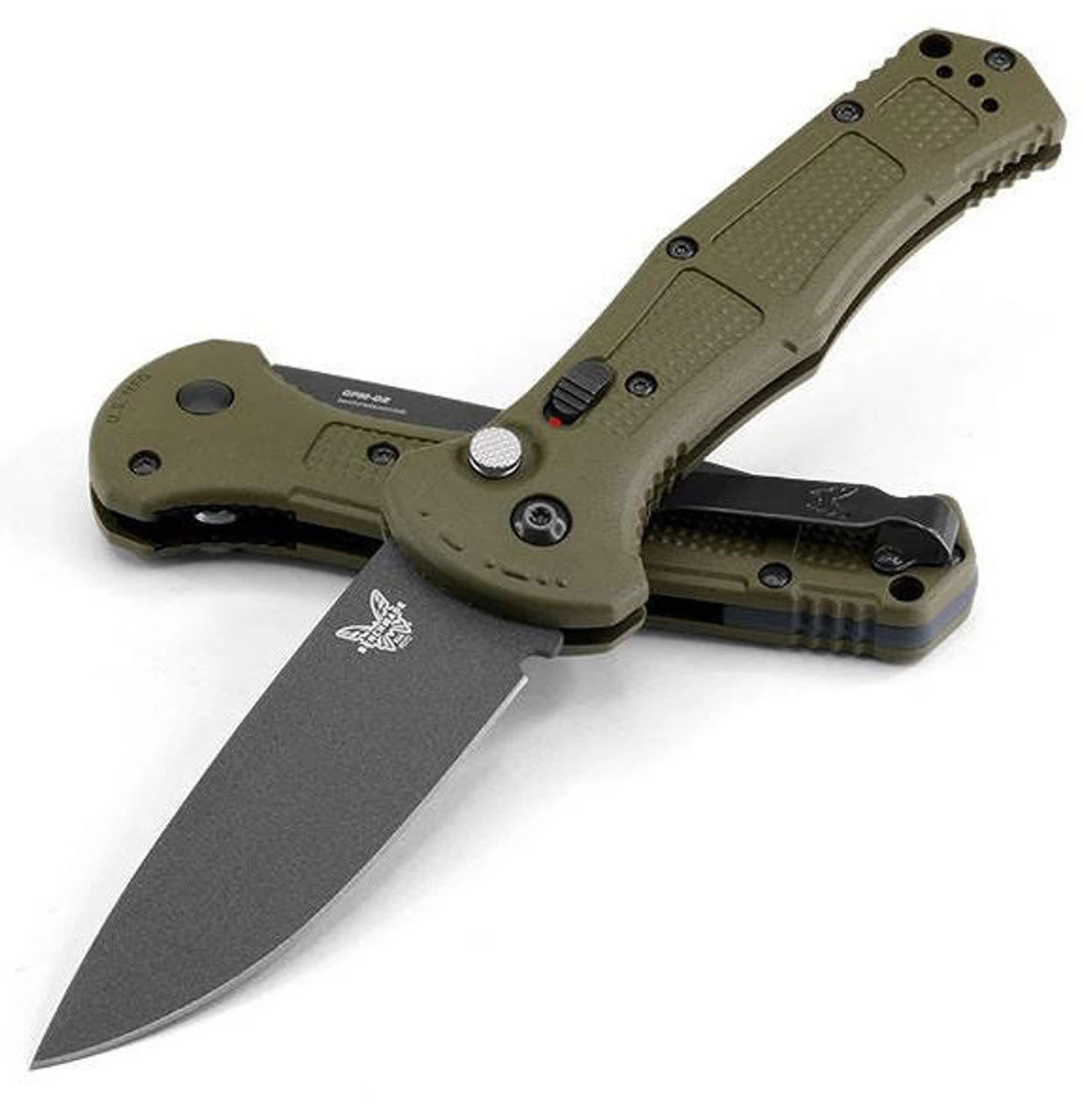 Benchmade 9070BK-1 Foliage Green Claymore Drop-Point Push-Button Automatic Knife 3 Benchmade 9070BK-1 Foliage Green Claymore Drop-Point Push-Button Automatic Knife