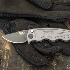 SOG-TAC California Special Auto Knife - Battleship Grey -Outdoor Tactical Gear sog tac california special auto knife battleship grey st 14gy 74936.1609289447