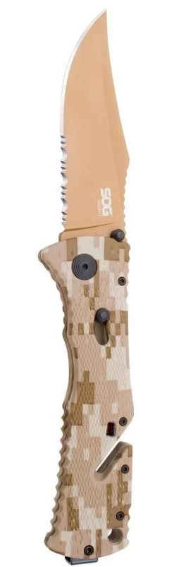 SOG Trident Serrated Copper TiNi Desert Camo