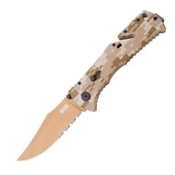 SOG Trident Serrated Copper TiNi Desert Camo -Outdoor Tactical Gear sog trident serrated copper tini desert camo tf5 cp 10032.1599992261