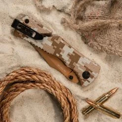 SOG Trident Serrated Copper TiNi Desert Camo -Outdoor Tactical Gear sog trident serrated copper tini desert camo tf5 cp 31555.1599987028