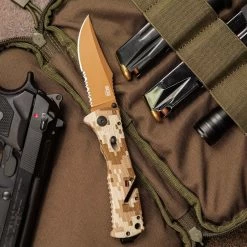 SOG Trident Serrated Copper TiNi Desert Camo -Outdoor Tactical Gear sog trident serrated copper tini desert camo tf5 cp 75306.1599990915